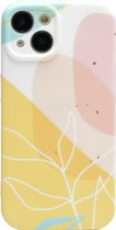 Hoozey - Hoesje geschikt voor Apple iPhone 13 - Nature Vibes - Geel / Roze