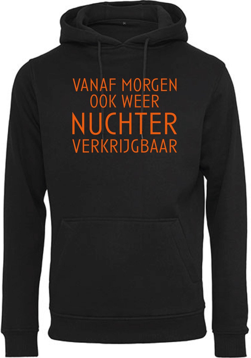 Hoodie Nuchter-Zwart - Oranje-S