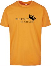 T-shirt Heren Biertje - Maat XL - Oranje - Zwart - Heren shirt korte mouw met tekst