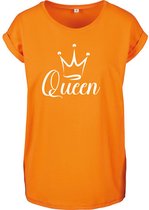 T-Shirts Dames Queen-Oranje - Wit-XL