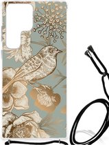 Case geschikt voor Samsung Galaxy S23 Ultra Vintage Bird Flowers