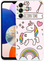 Cazy Hoesje geschikt voor Samsung Galaxy A14 4G/5G Unicorn Time