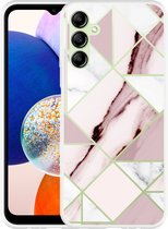 Cazy Hoesje geschikt voor Samsung Galaxy A14 4G/5G Roze Marmer