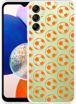 Cazy Hoesje geschikt voor Samsung Galaxy A14 4G/5G Orange Soccer Balls