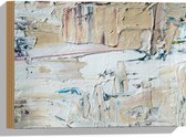 Hout - Bruine en Witte Verfvegen en Strepen - 40x30 cm - 9 mm dik - Foto op Hout (Met Ophangsysteem)