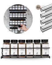 Organess Étagère à épices avec 24 Pots d'herbes aromatiques - Étagère à épices à suspendre - Set complet - 4 pièces - Zwart