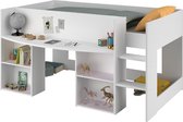 Halfhoogslaper Rue 90x200 met bureau - wit/grijs of wit/roze