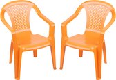 Sunnydays Kinderstoel - 2x - oranje - kunststof - buiten/binnen - L37 x B35 x H52 cm - tuinstoelen