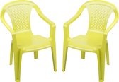 Sunnydays Kinderstoel - 2x - groen - kunststof - buiten/binnen - L37 x B35 x H52 cm - tuinstoelen