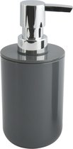 MSV Pompe/distributeur de savon Porto - Plastique PS - gris foncé/argent - 7 x 16 cm - 260 ml