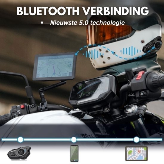 WAYXIN - Casque moto sans fil T2 - Oreillette Bluetooth avec