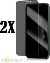 APROTECT® - Privacy screenprotector geschikt voor Apple iPhone 11 Pro - Tempered glass - Geschikt voor iPhone 11 Pro - Screen protector - 2 stuks