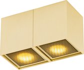 QAZQA qubo - Design Plafondspot | Spotje | Opbouwspot - 2 lichts - L 16.5 cm - Goud - Woonkamer | Slaapkamer | Keuken