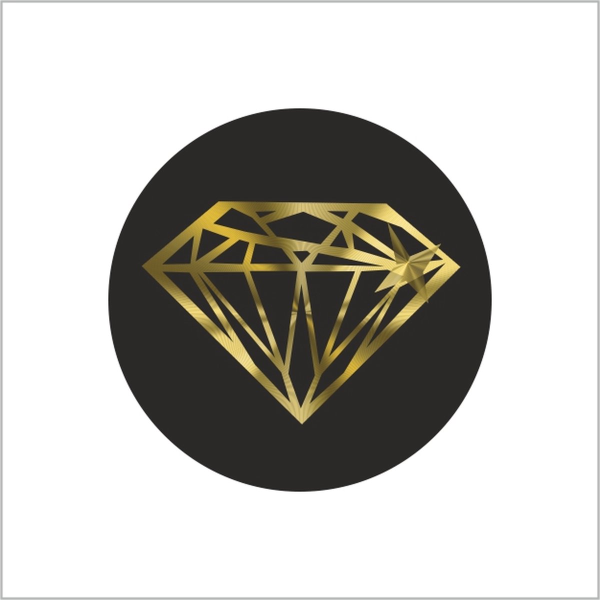 Sticker - "DIAMAND GOUD" - Etiketten - 35mm - Zwart/Goud - Sluitzegel - Sluitsticker - Premium Kwaliteit