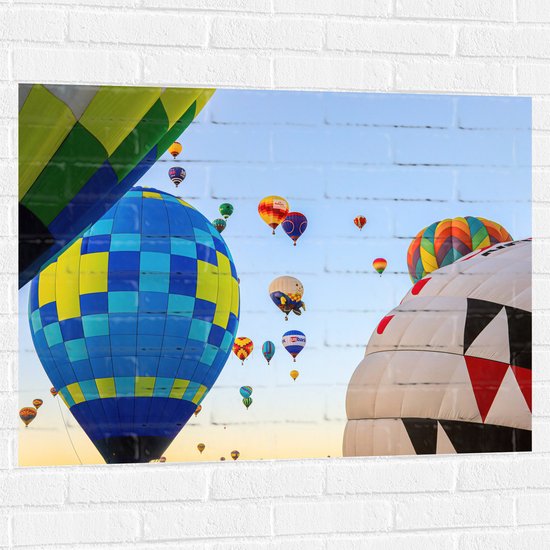 Muursticker - Tussen de Luchtballonnen in de Lucht - 100x75 cm Foto op Muursticker