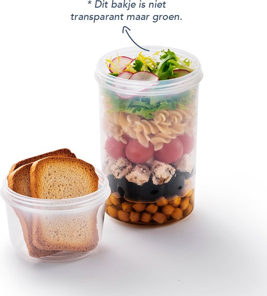 Lock&Lock Yoghurt cup to go - Muesli cup to go - Lunch cup - Salad to go - Salad box - Large - 760 ml + 310 ml - Vert