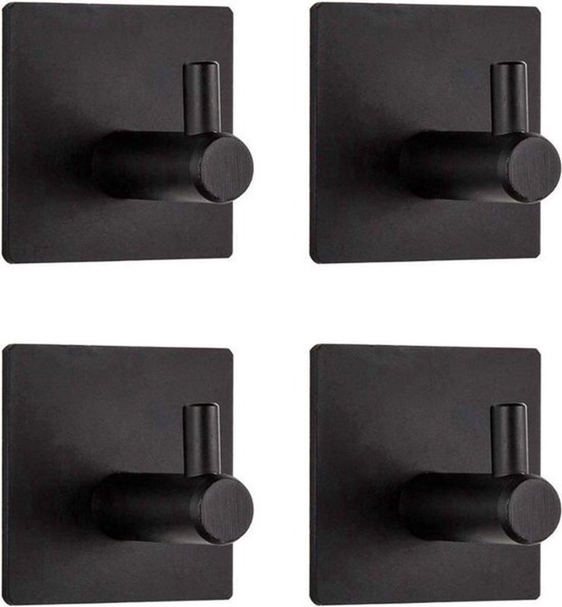 Handdoekhaakjes-Zelfklevend-Zwart-set 4 stuks-Luxe design-Multifunctioneel-Wandhaakjes - Merkloos