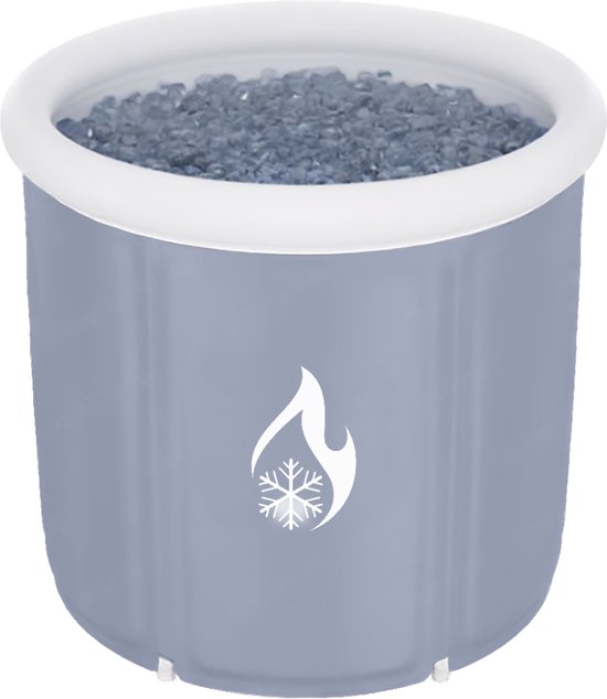 Retino™ Ijsbad XXL - Ice Bath - Zitbad - Opvouwbaar Bad - Bath Bucket - Inclusief Isolerende Thermische Deksel - Buitenbad - Inclusief Afdekhoes - Wim Hof Methode - Inclusief Ingebouwd Zitkussen - Thermometer - Voetpomp - Grijs