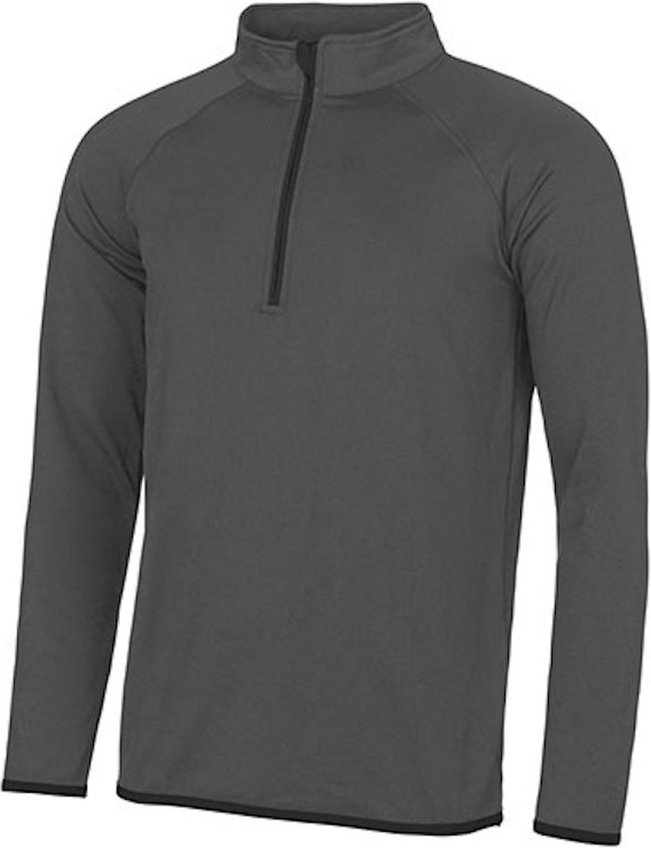 Herensportshirt 'Cool 1/2 Zip Sweat' Solid Charcoal/Black - XL