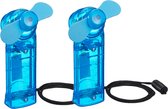 Cepewa Ventilator voor in je hand - 2x - Verkoeling in zomer - 10 cm - Blauw - Klein zak formaat model