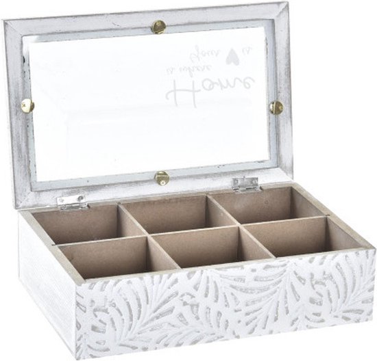 Items kitchen Theedoos India - Aluminium - grijs - 4vaks - 23 x 9 x 6 cm | Leen Bakker