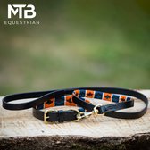 Leren Halsband met lijn polo oranje blauw maat M - MTB Equestrian