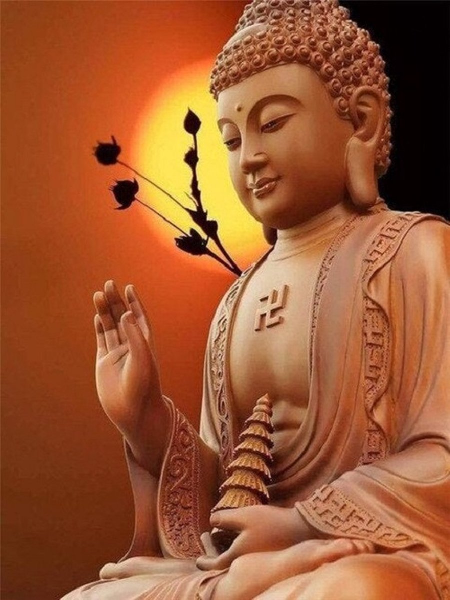 Denza - Diamond painting zeer mooie Buddha 40 x 50 cm volledige bedrukking ronde steentjes direct leverbaar - buddha - geloof - religie boeddha - buddha -