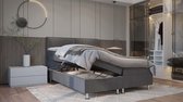 Sommier tapissier Alba 120x200 cm - Sommier complet avec espace de rangement - Lit complet Velours gris Taille double