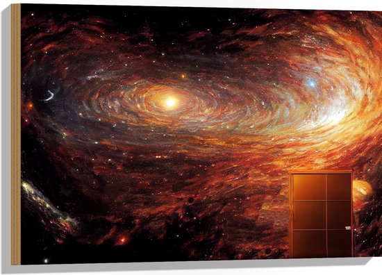 Hout - Door bij de Melkweg in het Univserum - 75x50 cm - 9 mm dik - Foto op Hout (Met Ophangsysteem)
