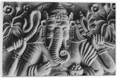 PVC Schuimplaat- Stenen Ganesha Beeld met Details van Bloemen - 60x40 cm Foto op PVC Schuimplaat