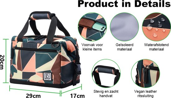 Brisby 4 Laags Geïsoleerde Koeltas - Lunchtas 12 Liter - Extra Ruimte Uitvouwbaar- Abstract Colours van Brisby — afbeelding 4