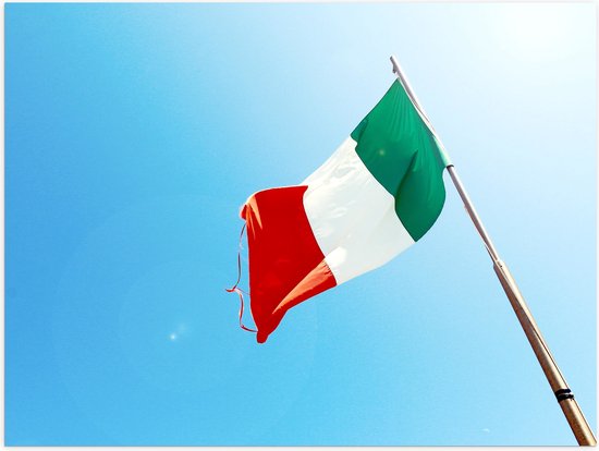 Poster (Mat) - Italiaanse Vlag op Stok - 40x30 cm Foto op Posterpapier met een Matte look