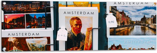 Tuinposter – Amsterdamse Ansichtkaarten in het Rek - 120x40 cm Foto op Tuinposter (wanddecoratie voor buiten en binnen)