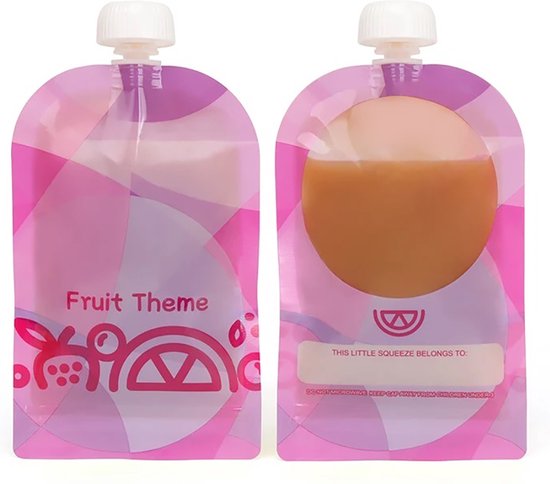 Hervulbare Knijpfruitzakjes - 4 Stuks - Knijpzakjes - Knijpfruit Zakjes Herbruikbaar - Hervulbaar - Babyvoeding Bewaarbakjes van Minikoioi — afbeelding 2