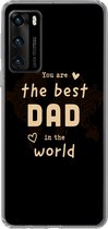 Telefoonhoesje Geschikt voor Huawei P40 hoesje - Quotes - The best dad in the world - Spreuken - Papa - Siliconen Telefoonhoesje