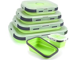HI NATURE™ Vershoudbakjes set 4 stuks - Bewaarbakjes opvouwbaar - Diepvriesbakjes vierkant - Meal prep bakjes - Lunchbox set - Magnetron bakjes met deksel - BPA Vrij Siliconen vershouddoos - Silicone bakjes - Voedselcontainer