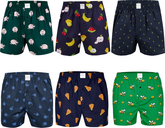 MG-1 Woven Wide Boxers Men 6-Pack Multipack with Print - Size M - Loose boxer shorts men
