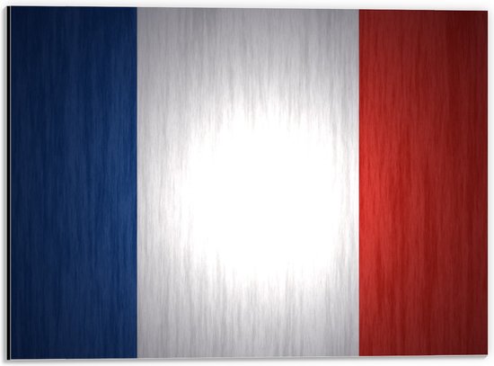 Dibond - Franse Vlag - 40x30 cm Foto op Aluminium (Met Ophangsysteem)