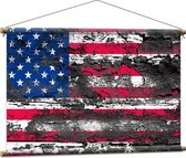 Textielposter - Modder op Amerikaanse Vlag - 90x60 cm Foto op Textiel