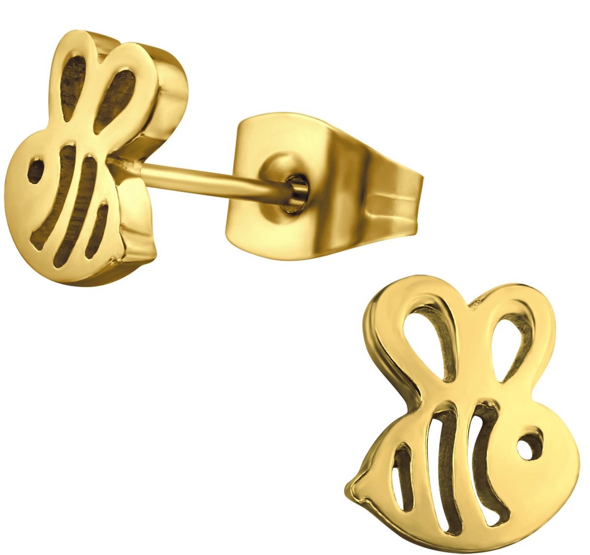 CS Joy - Bij oorbellen - Chirurgisch staal - 7 x 8 mm - ip/pvd gold plated