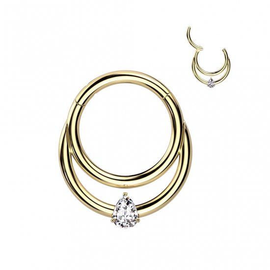 Foto: Piercing titanium dubbele ring 1 2x8mm gold plated