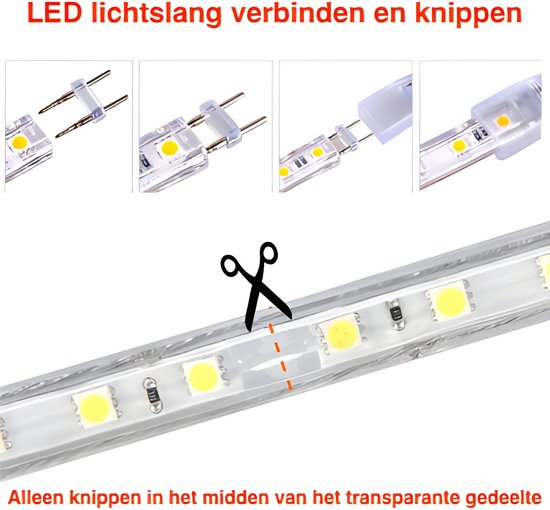 LED Lichtslang plat 50 meter 3000K warm wit 180 LEDs per meter IP65