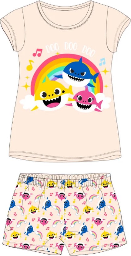 Baby Shark shortama/pyjama katoen zalmkleurig