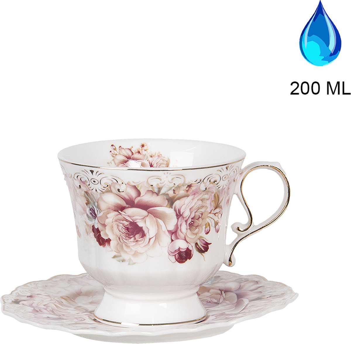 Lot De 6 Tasses à Café Avec Soucoupes HENRIETTE - Motif Herbes Méditerranéennes - Porcelaine - Occasion