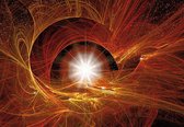 Fotobehang - Vlies Behang - Gouden Abstracte Supernova - 312 x 219 cm