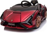 Lamborghini Sian - 12V Accu Auto Elektrische Kinderauto + Afstandsbediening en Muziek met MP3- en USB-ingang Rood