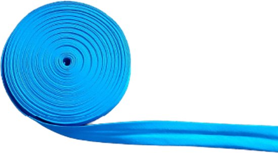 Biaisband aquablauw - katoen 25 mm - rol van 25 meter
