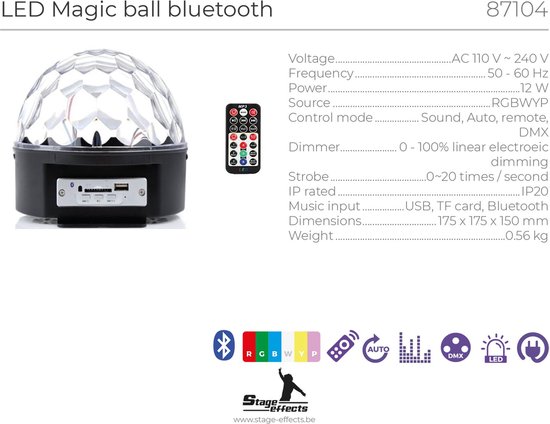 LED MAGIC BALL BLUETOOTH disco lamp | bol