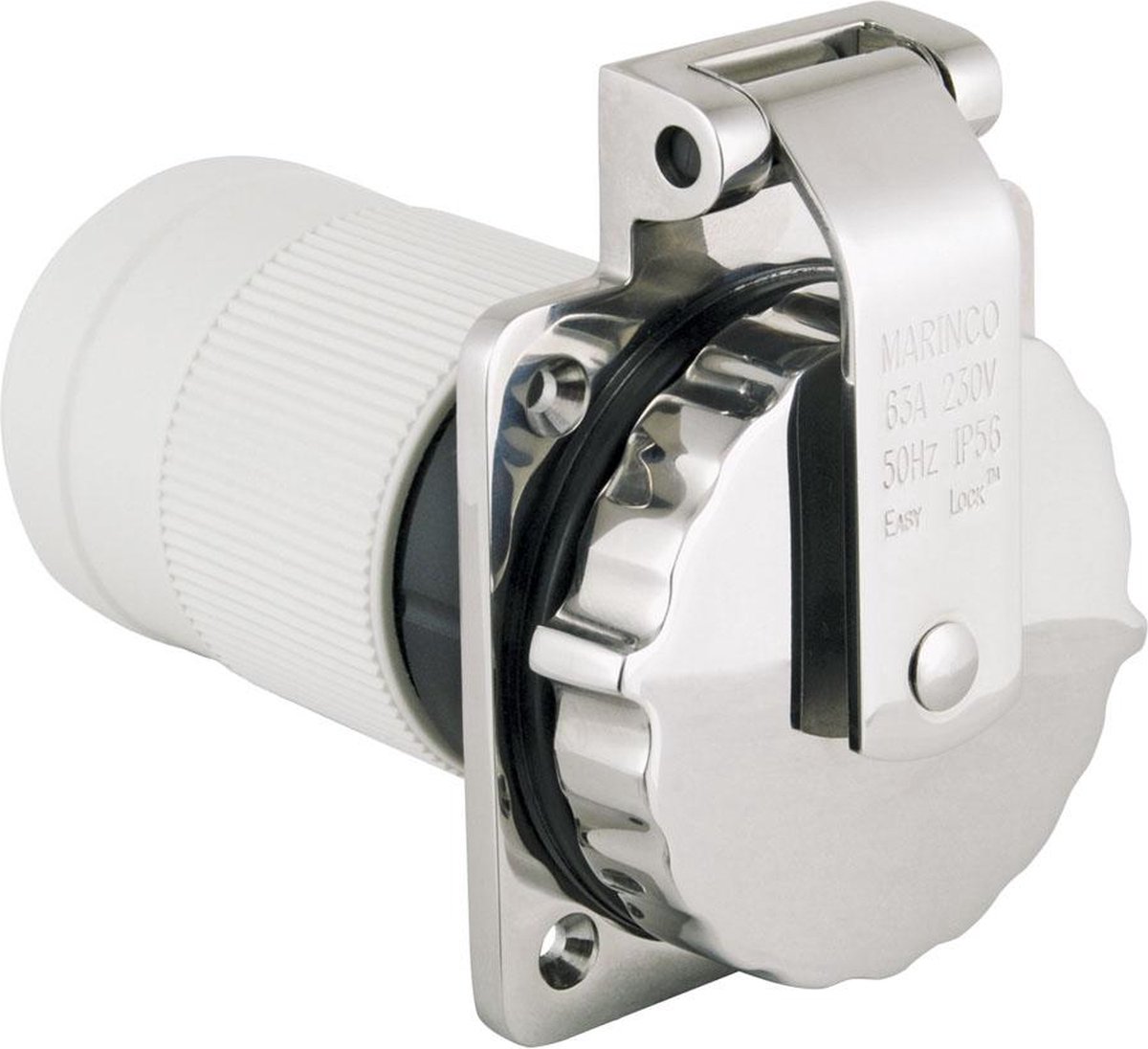 Marinco 63A 230V 3-draads RVS Stopcontact | 6401EL-BX