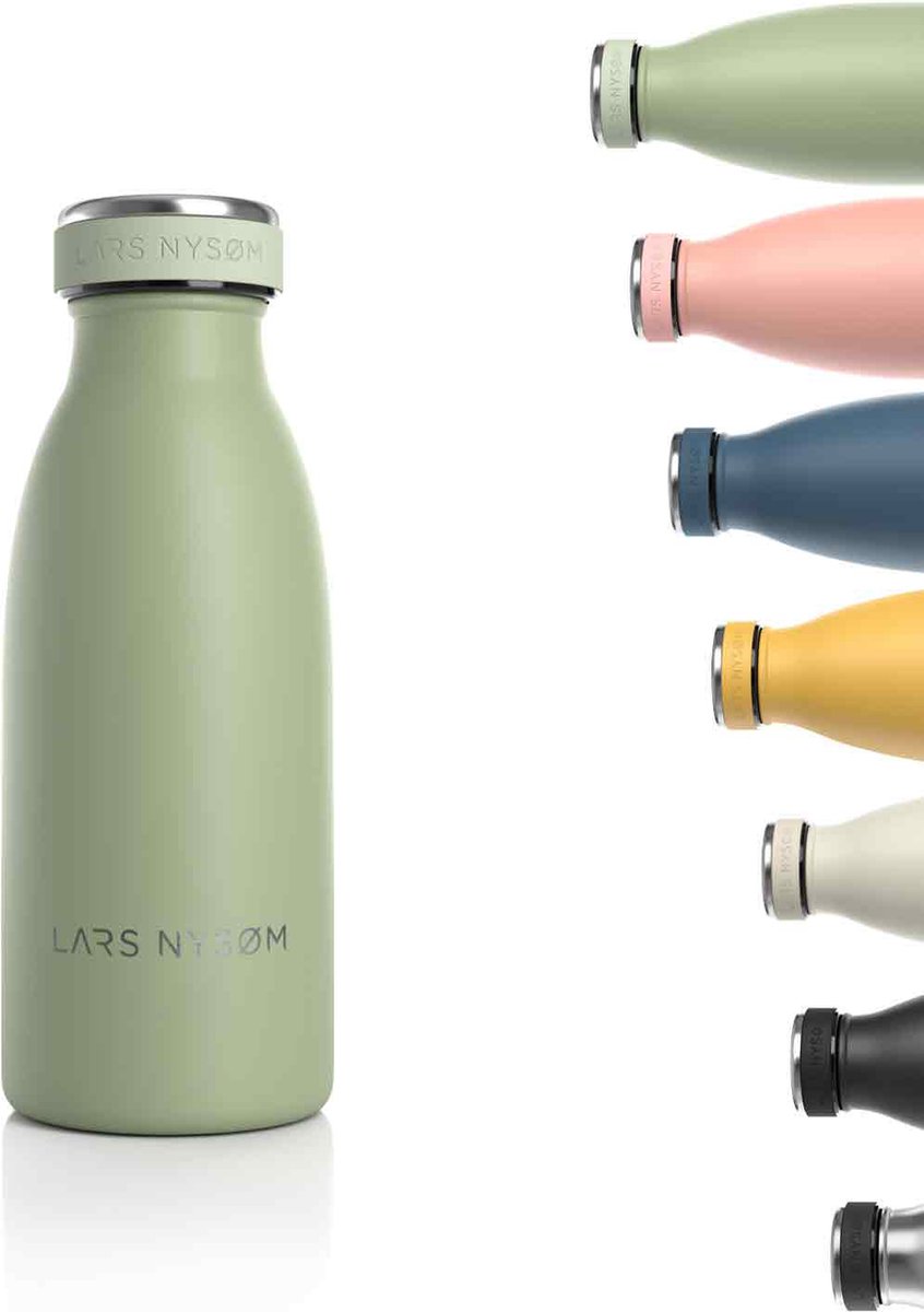 LARS NYSØM - 'Ren' Roestvrijstalen drinkfles 350ml - BPA-vrij geïsoleerde waterfles 0,35 Liter - Sage
